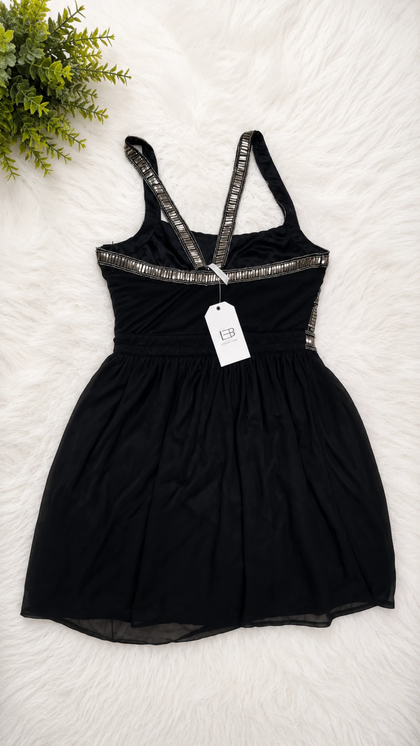 Vestido negro de fiesta con pedrería – Talla S – photo 5